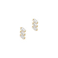 Trio Stepped Baguette Earrings Solid Gold