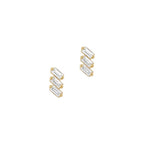 Trio Stepped Baguette Earrings Solid Gold