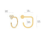 Three- Hook Hoop Earrings Solid Gold