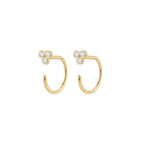 Three- Hook Hoop Earrings Solid Gold