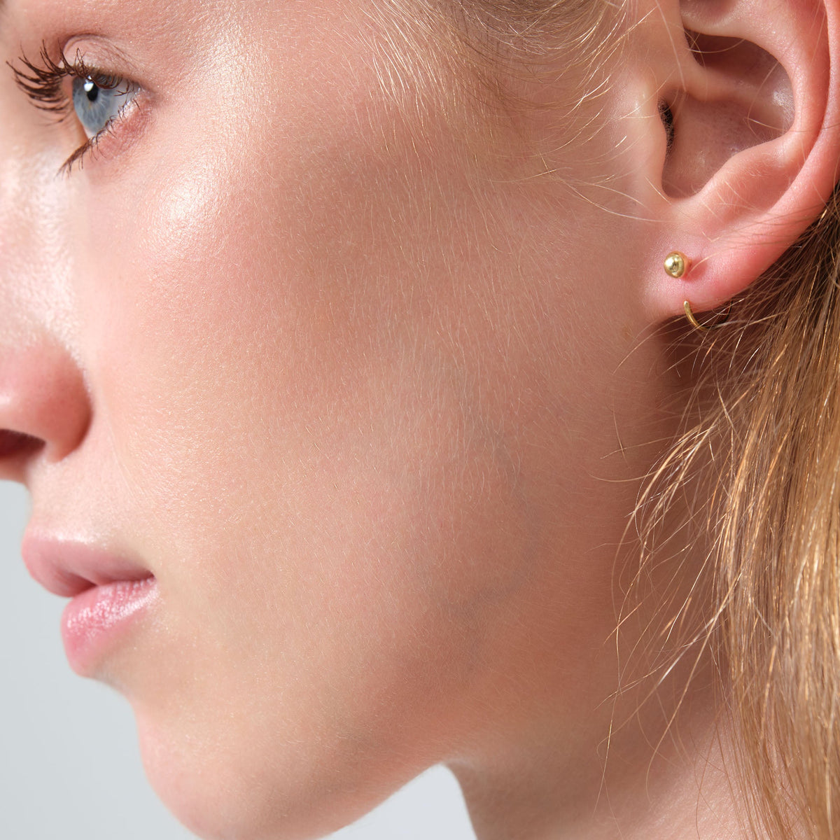 Ball Hook Hoop Earrings Solid Gold