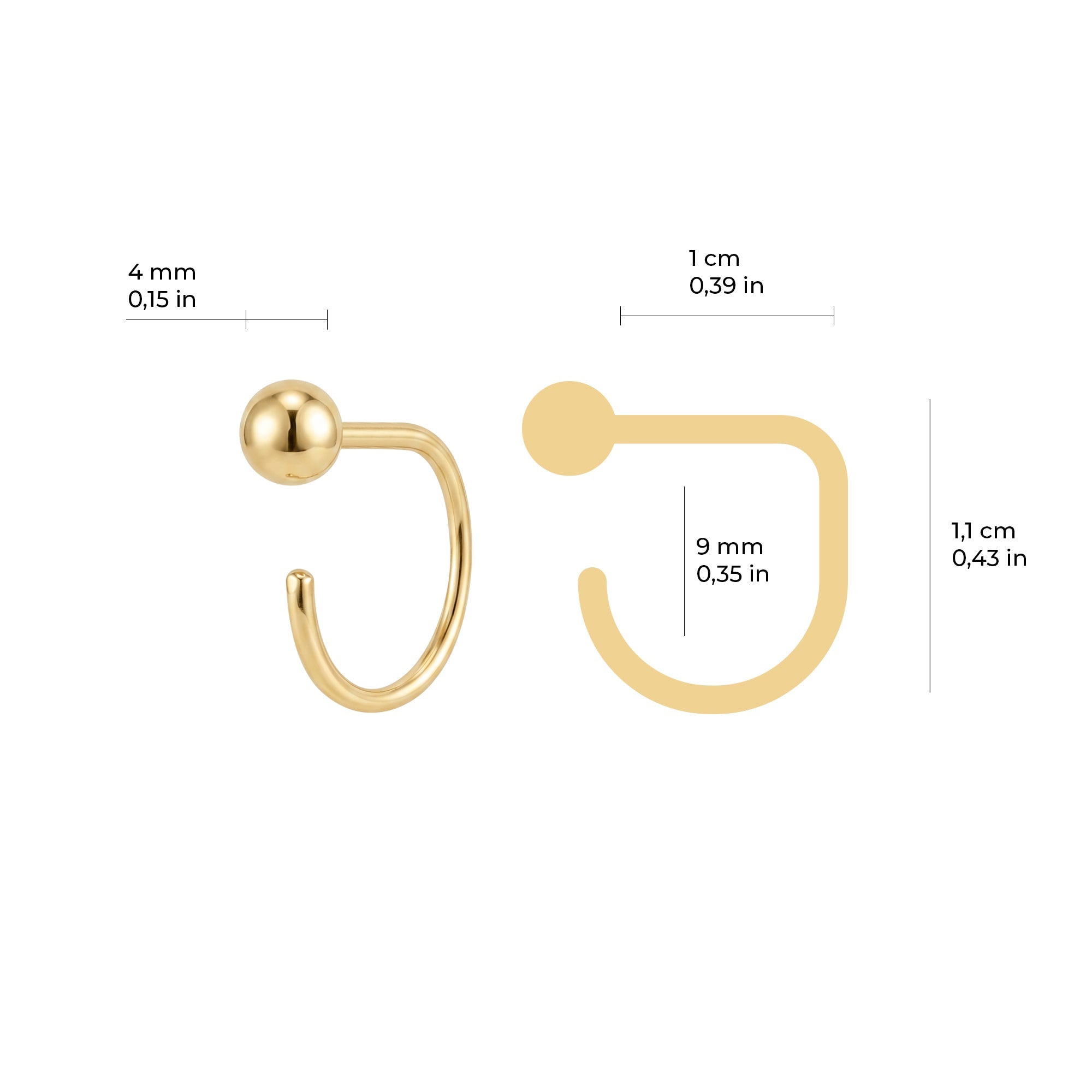 Ball Hook Hoop Earrings Solid Gold