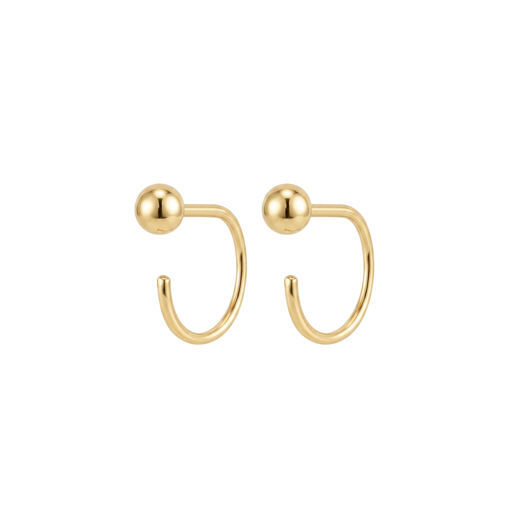 Ball Hook Hoop Earrings Solid Gold