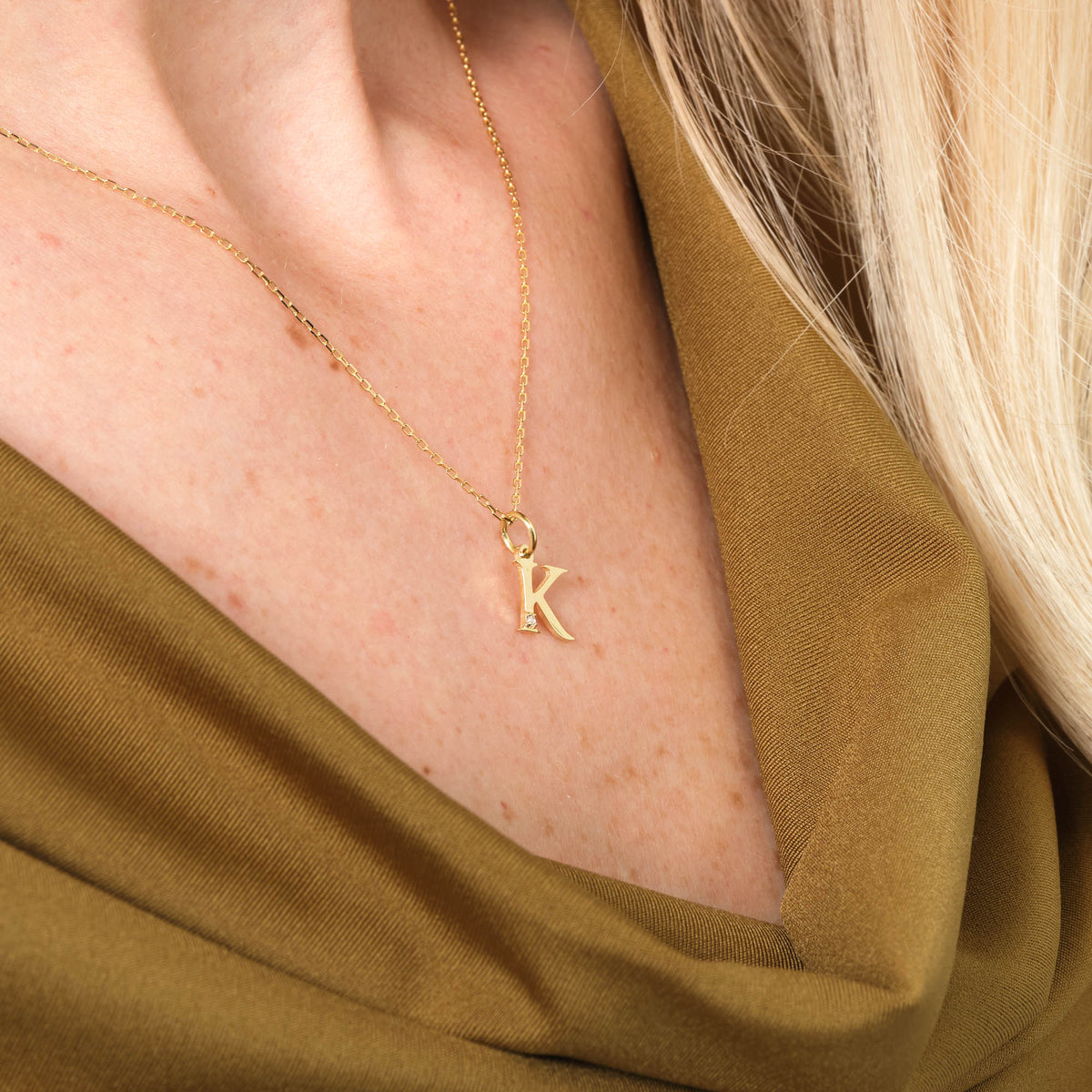 Initial Necklace Solid Gold