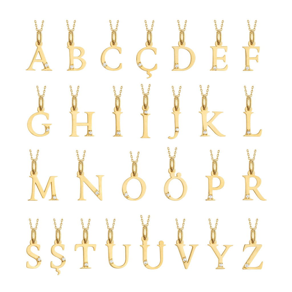 Initial Necklace Solid Gold
