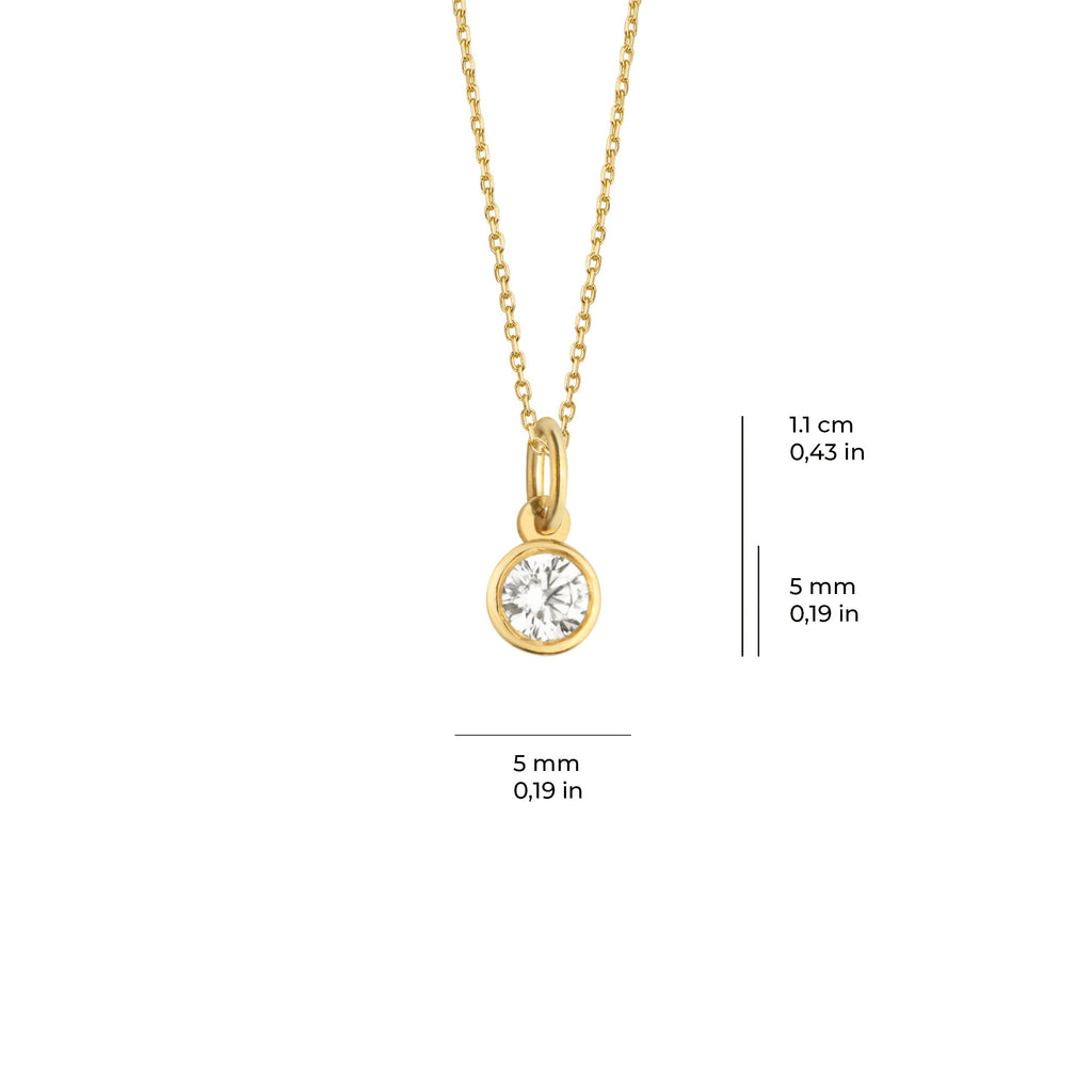 Bezel Solitaire Necklace Solid Gold