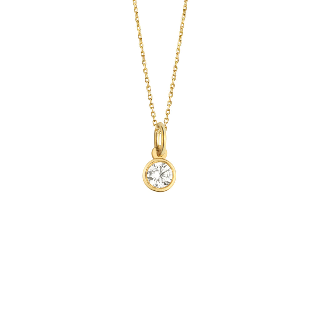 Bezel Solitaire Necklace Solid Gold