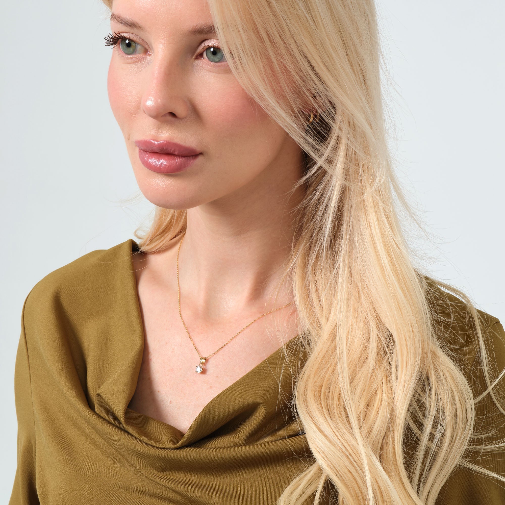 4 Prong Solitaire Necklace Solid Gold