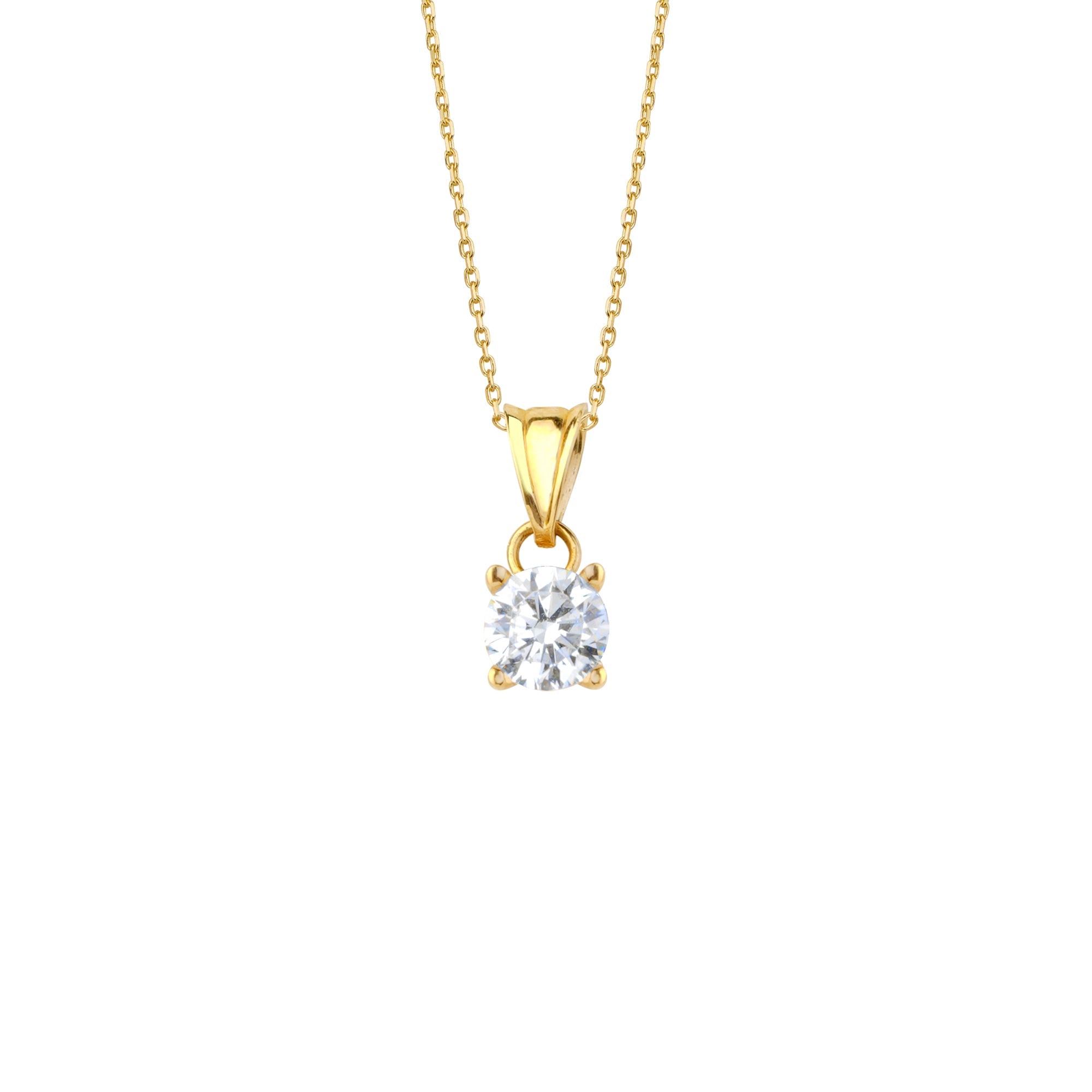 4 Prong Solitaire Necklace Solid Gold