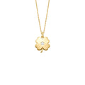 Tiny Solitaire Clover Necklace Solid Gold