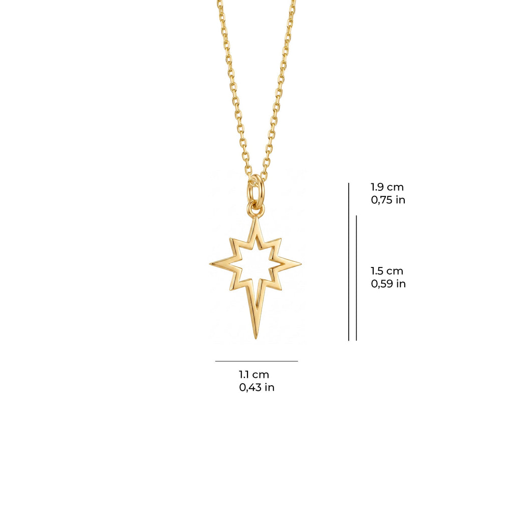 Tiny North Star Necklace Solid Gold