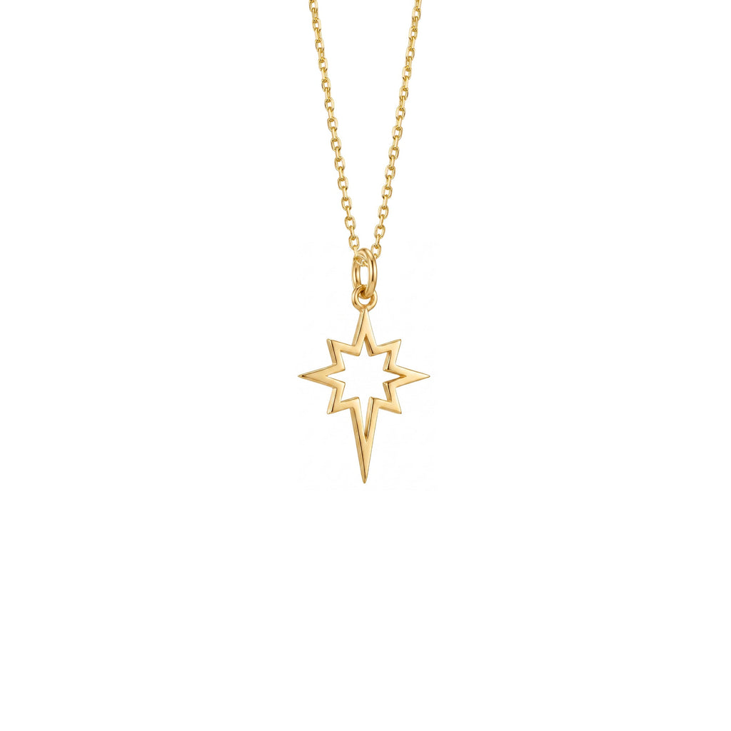 Tiny North Star Necklace Solid Gold
