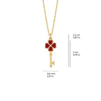 Tiny Red Pavé Key Necklace Solid Gold