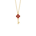 Tiny Red Pavé Key Necklace Solid Gold