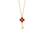 Tiny Red Pavé Key Necklace Solid Gold