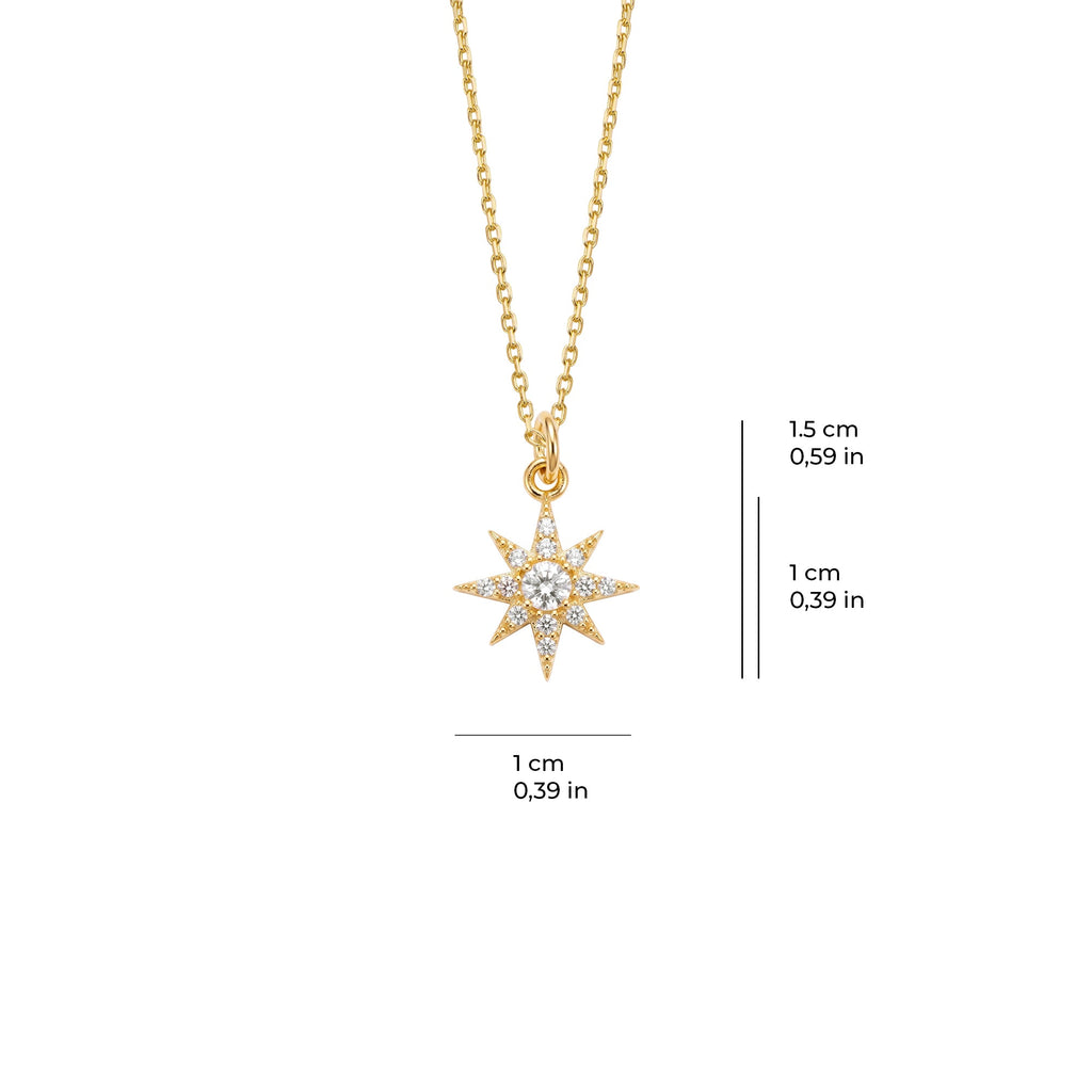 Tiny North Star Necklace Solid Gold