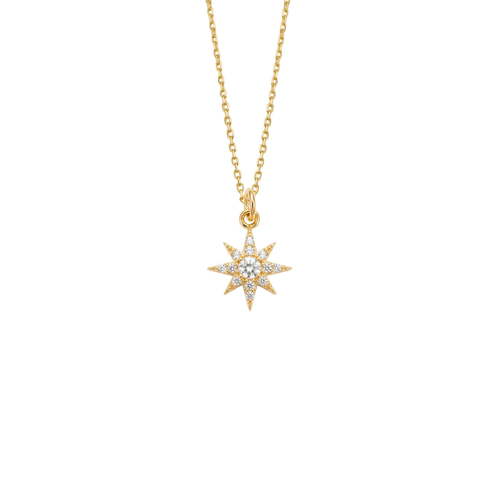 Tiny North Star Necklace Solid Gold