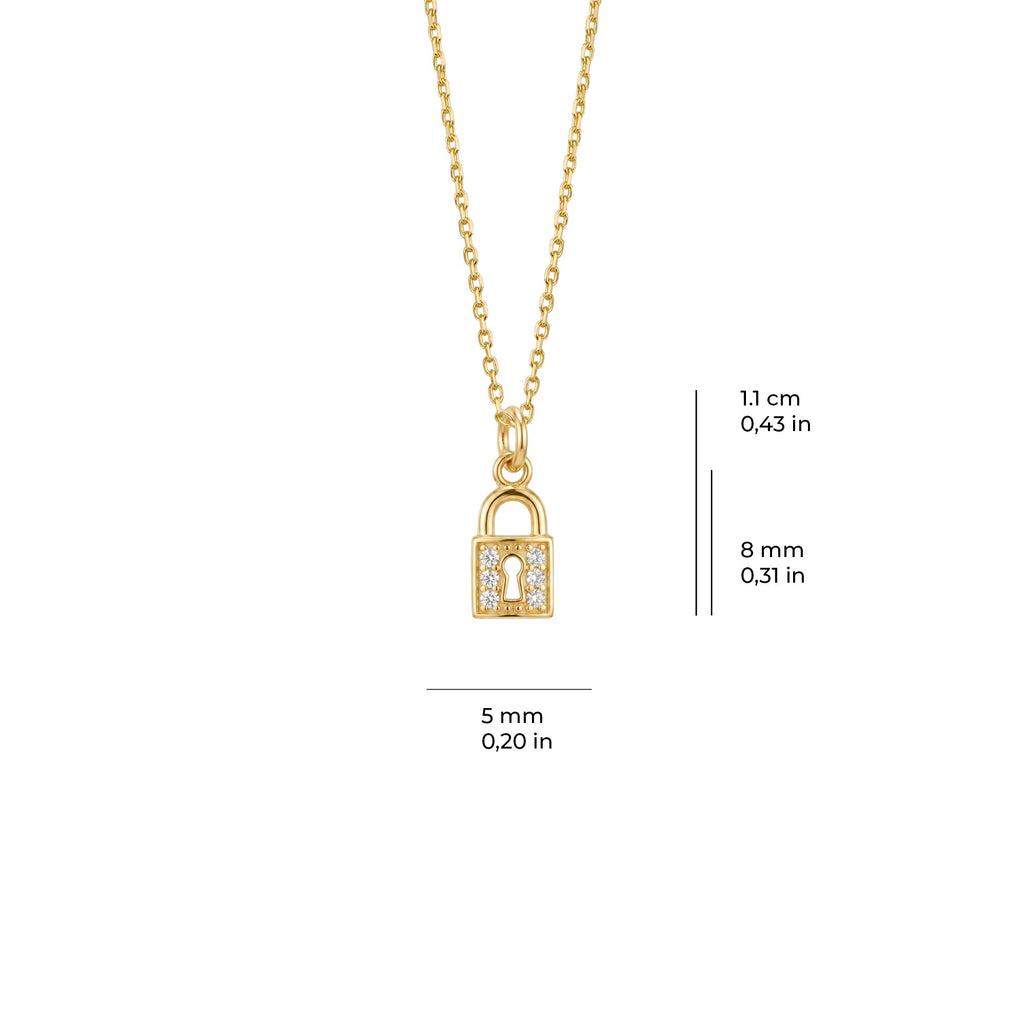 Mini Padlock Necklace Solid Gold