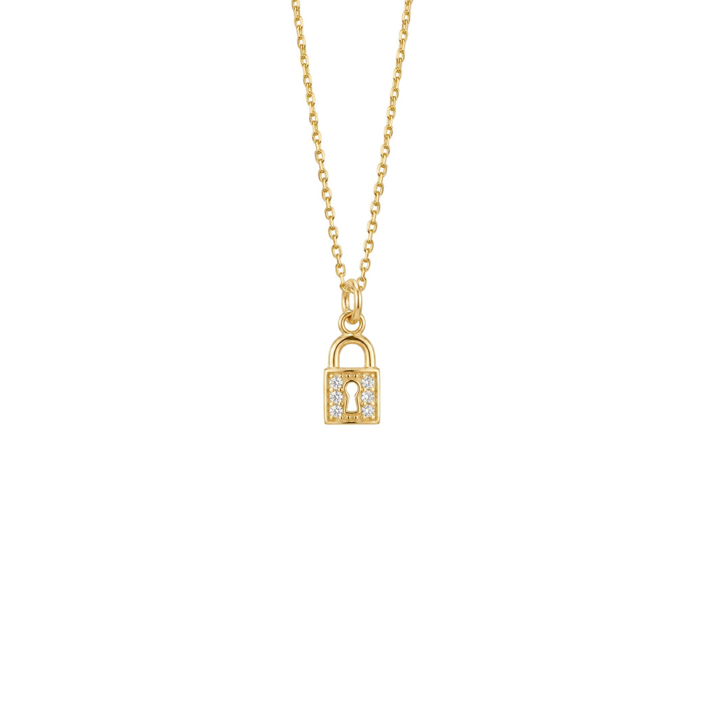 Mini Padlock Necklace Solid Gold