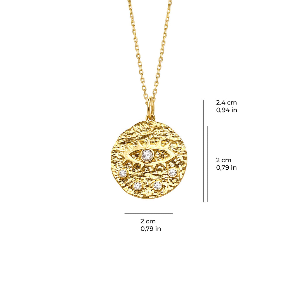 Evil Eye Medallion Necklace Solid Gold
