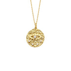 Evil Eye Medallion Necklace Solid Gold