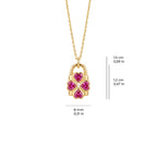 Pink Clover Lock Necklace Solid Gold