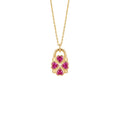 Pink Clover Lock Necklace Solid Gold