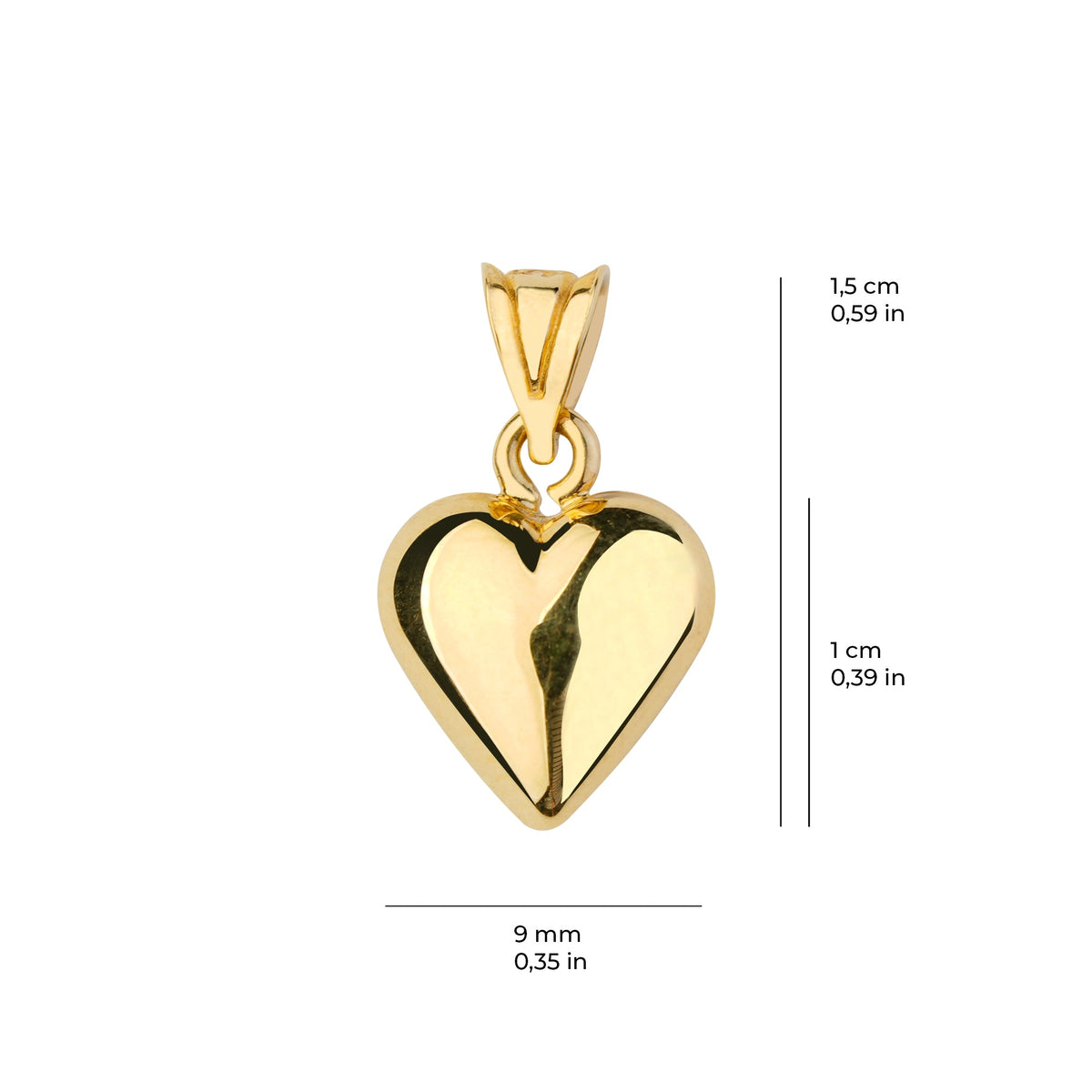 Puffy Heart Pendat Solid Gold