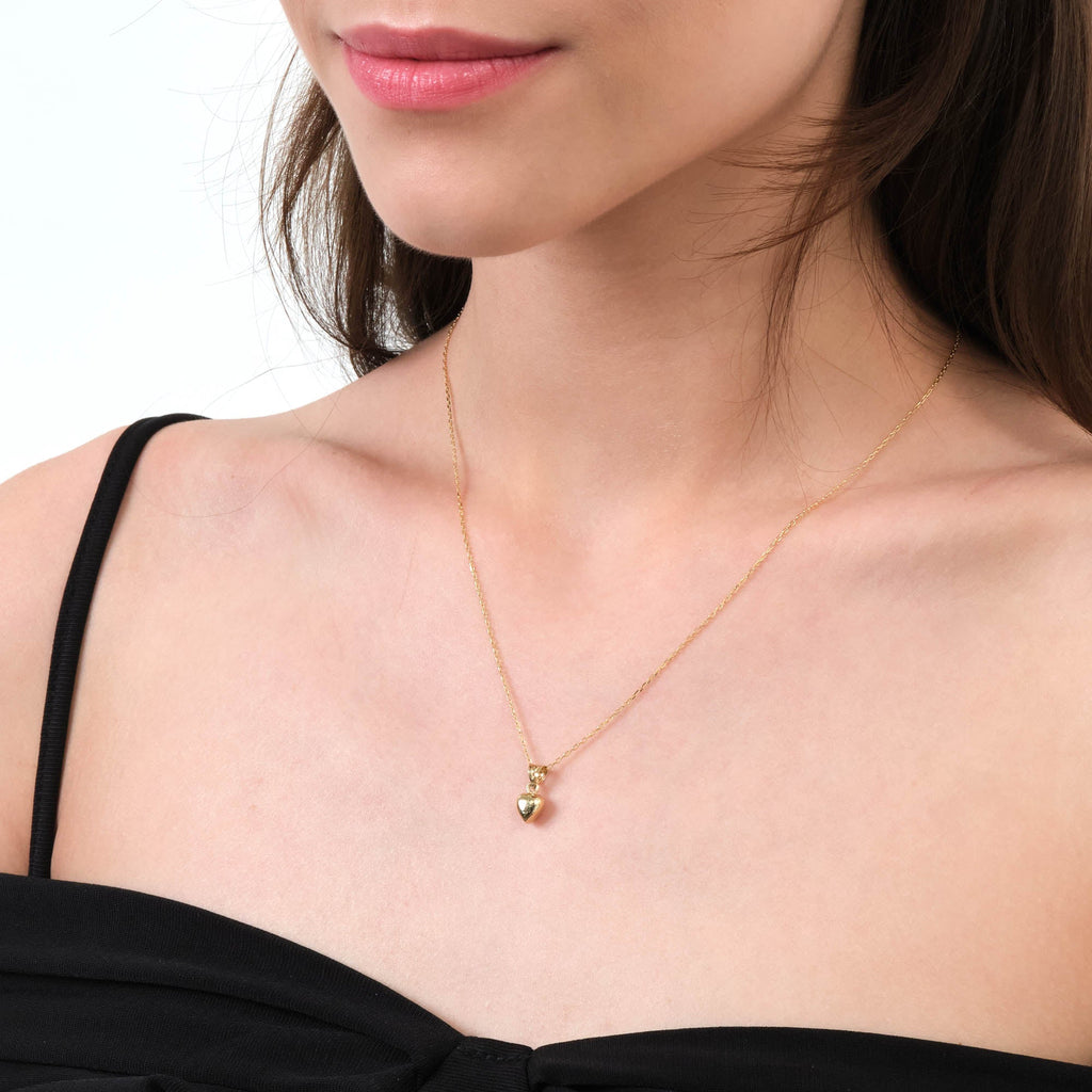Puffy Heart Pendant Solid Gold