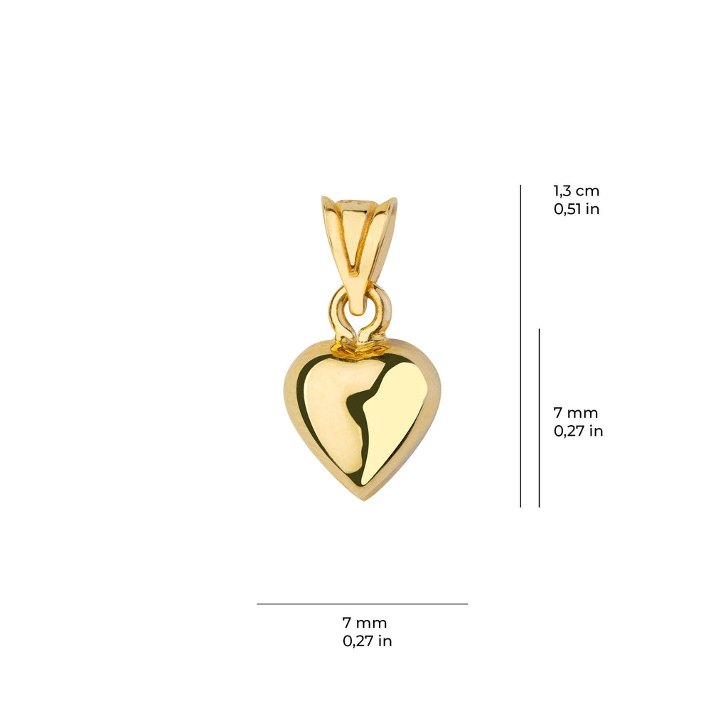 Puffy Heart Pendant Solid Gold