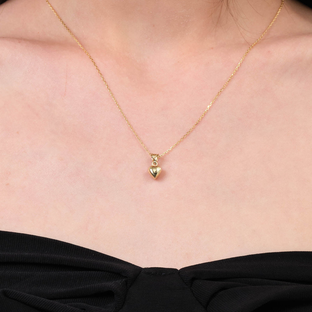 Puffy Heart Pendant Solid Gold