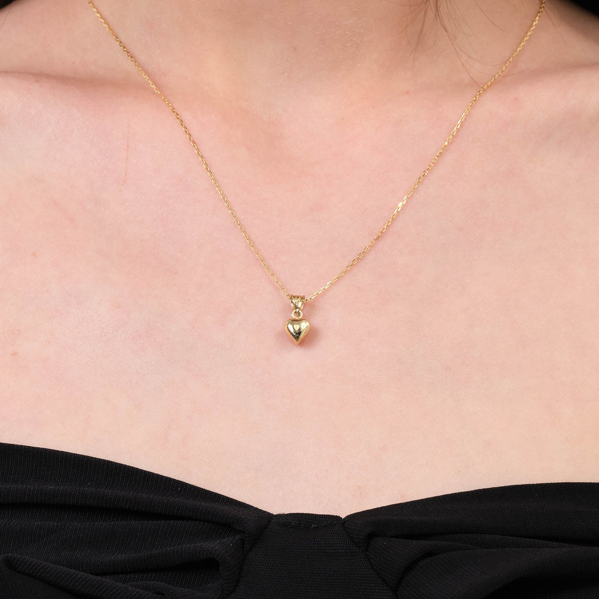 Puffy Heart Pendant Solid Gold