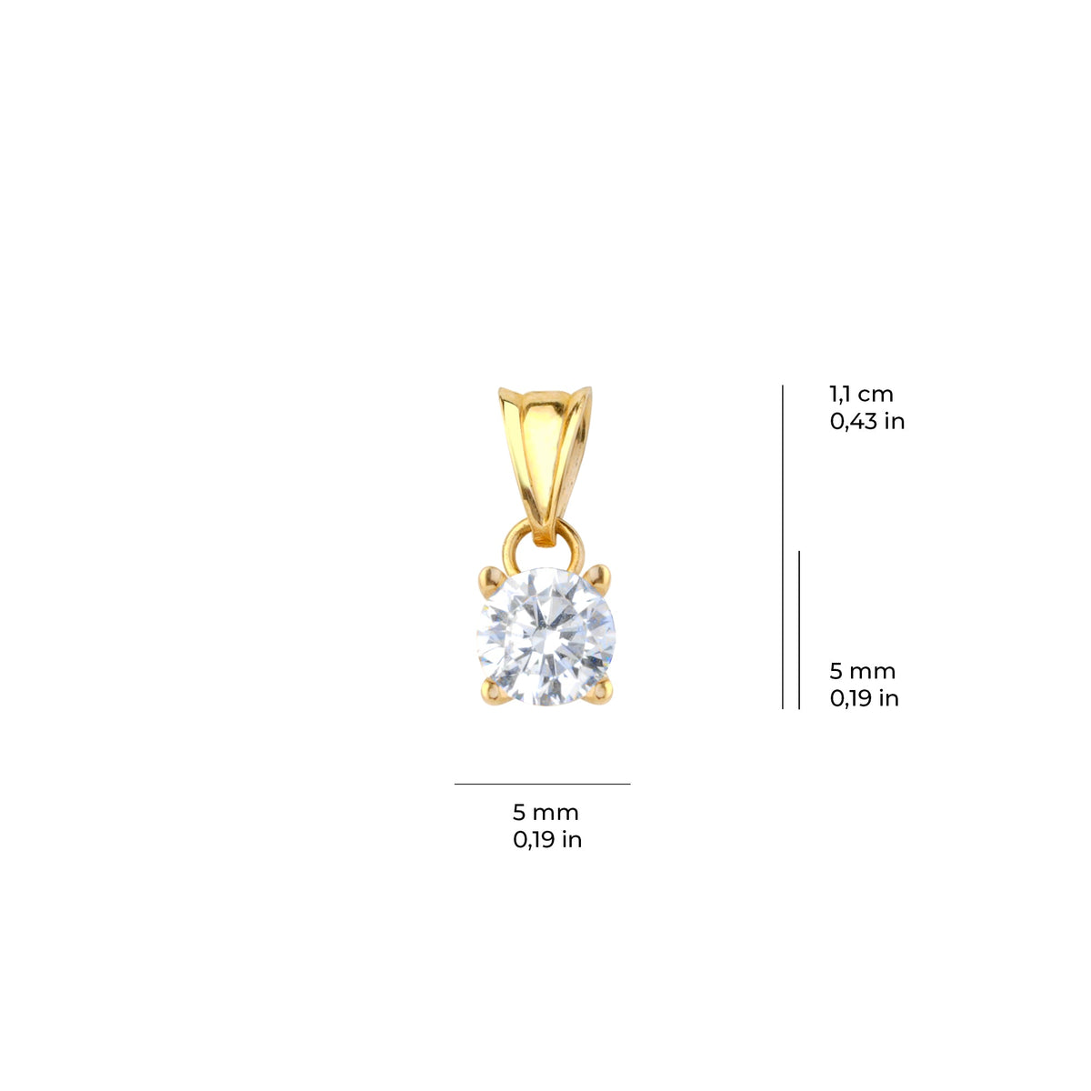 Solitaire 4-prong Pendant Solid Gold