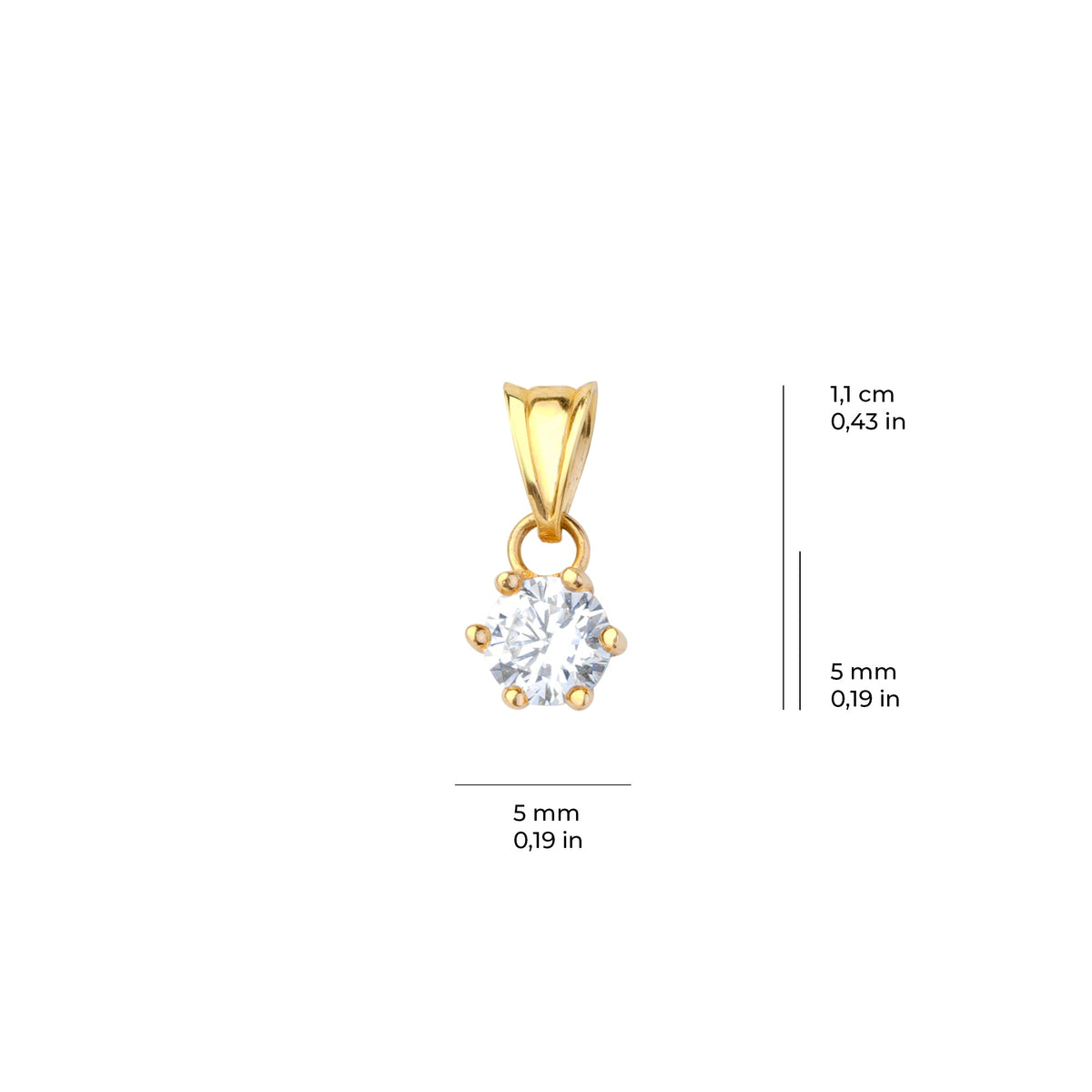 Solitaire 6 Prong Pendant Solid Gold