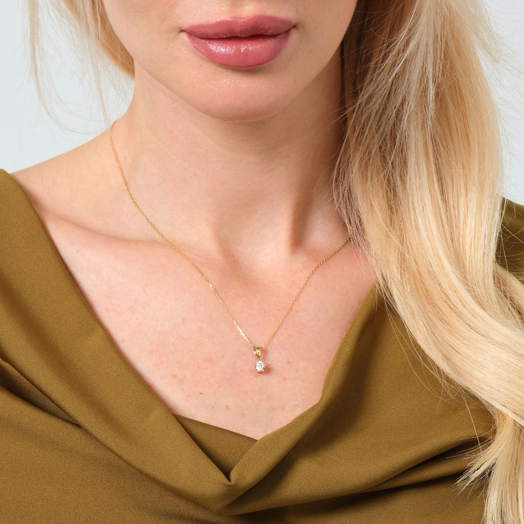 Solitaire 6 Prong Pendant Solid Gold
