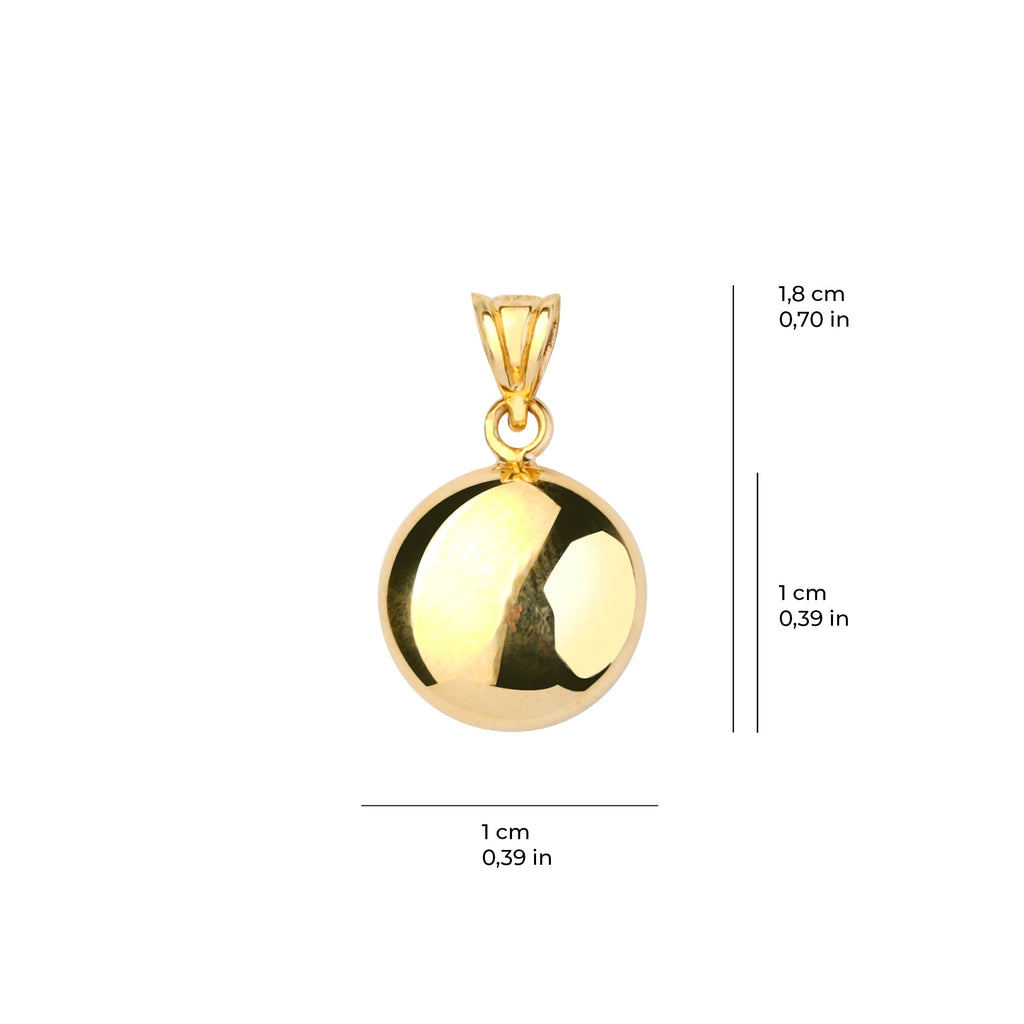 Puffed Round Pendant Solid Gold