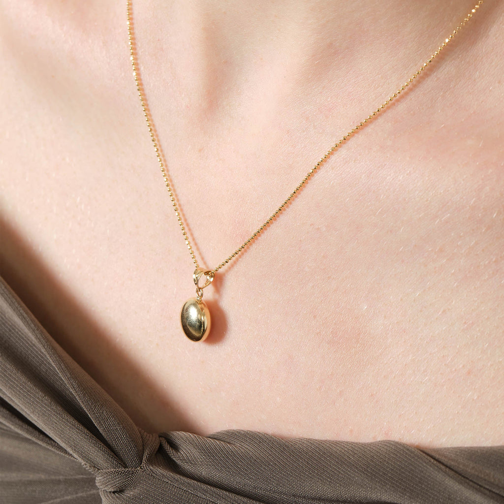 Puffed Round Pendant Solid Gold