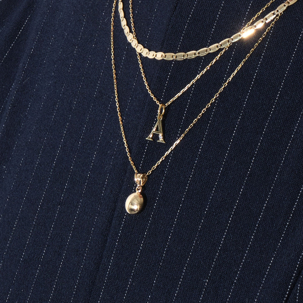 Puffed Round Pendant Solid Gold