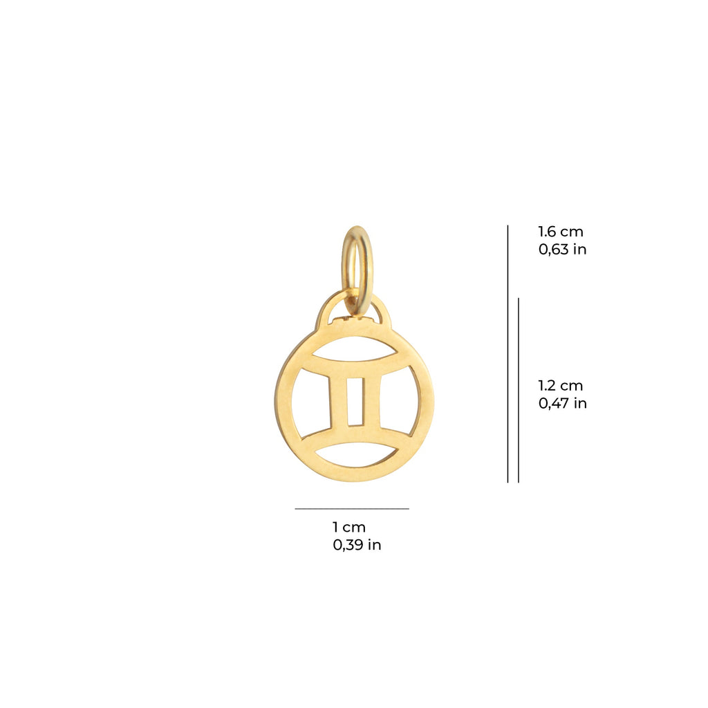 Gemini Zodiac Charm Solid Gold