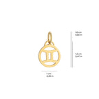 Gemini Zodiac Charm Solid Gold