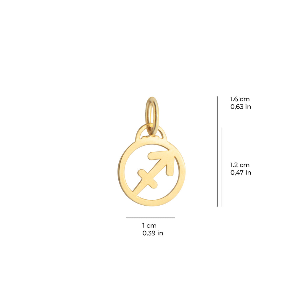 Sagittarius Zodiac Charm Solid Gold