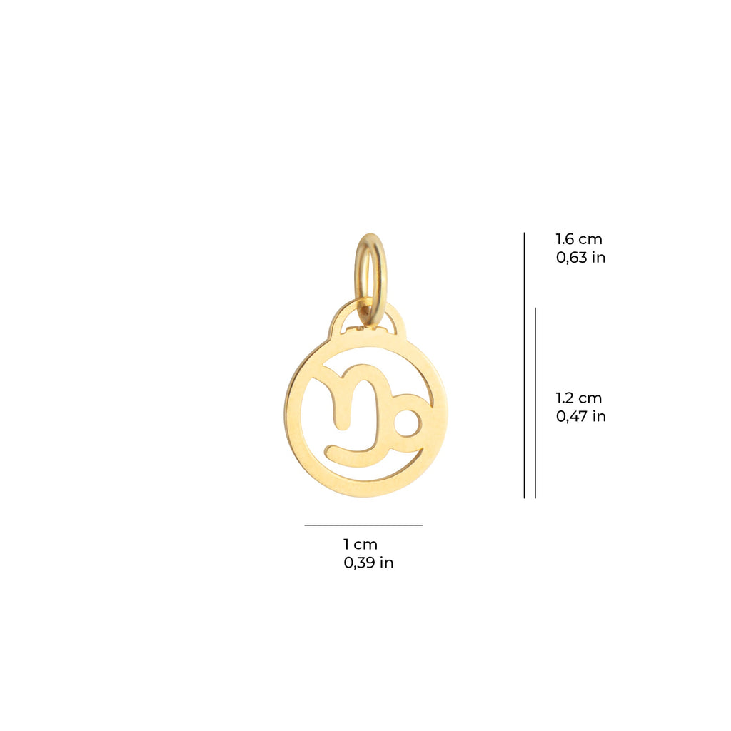 Capricorn Zodiac Charm Solid Gold