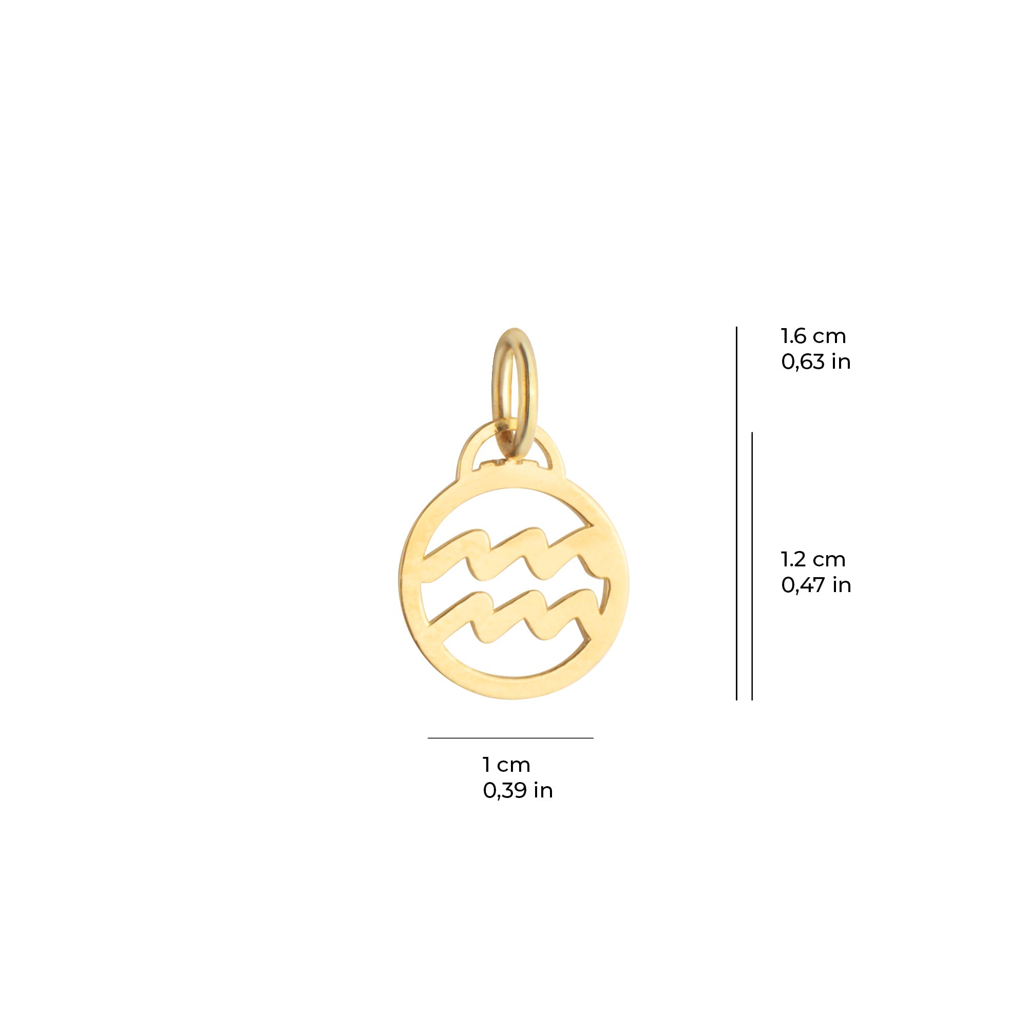 Aquarius Zodiac Charm Solid Gold