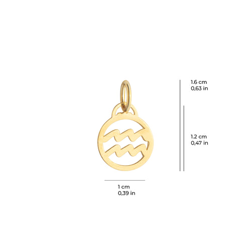 Aquarius Zodiac Charm Solid Gold