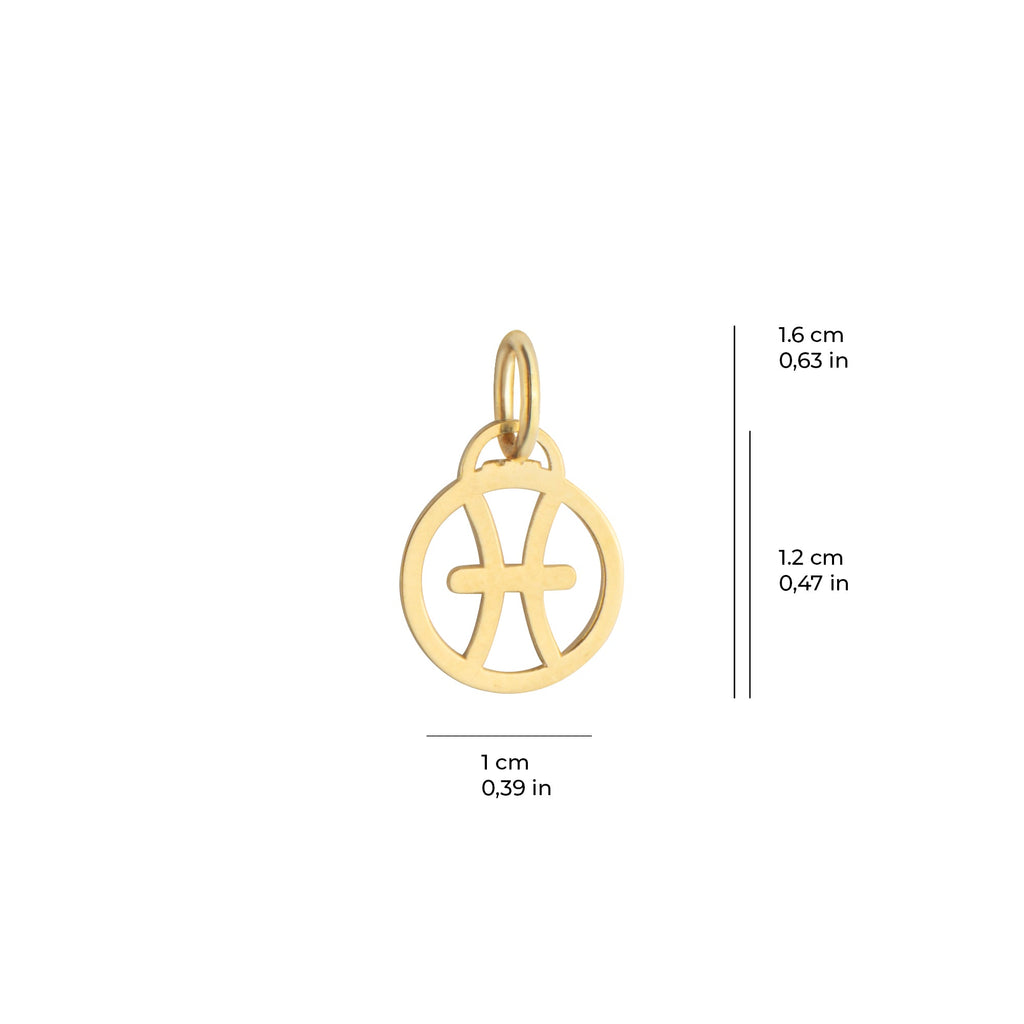 Pisces Zodiac Charm Solid Gold