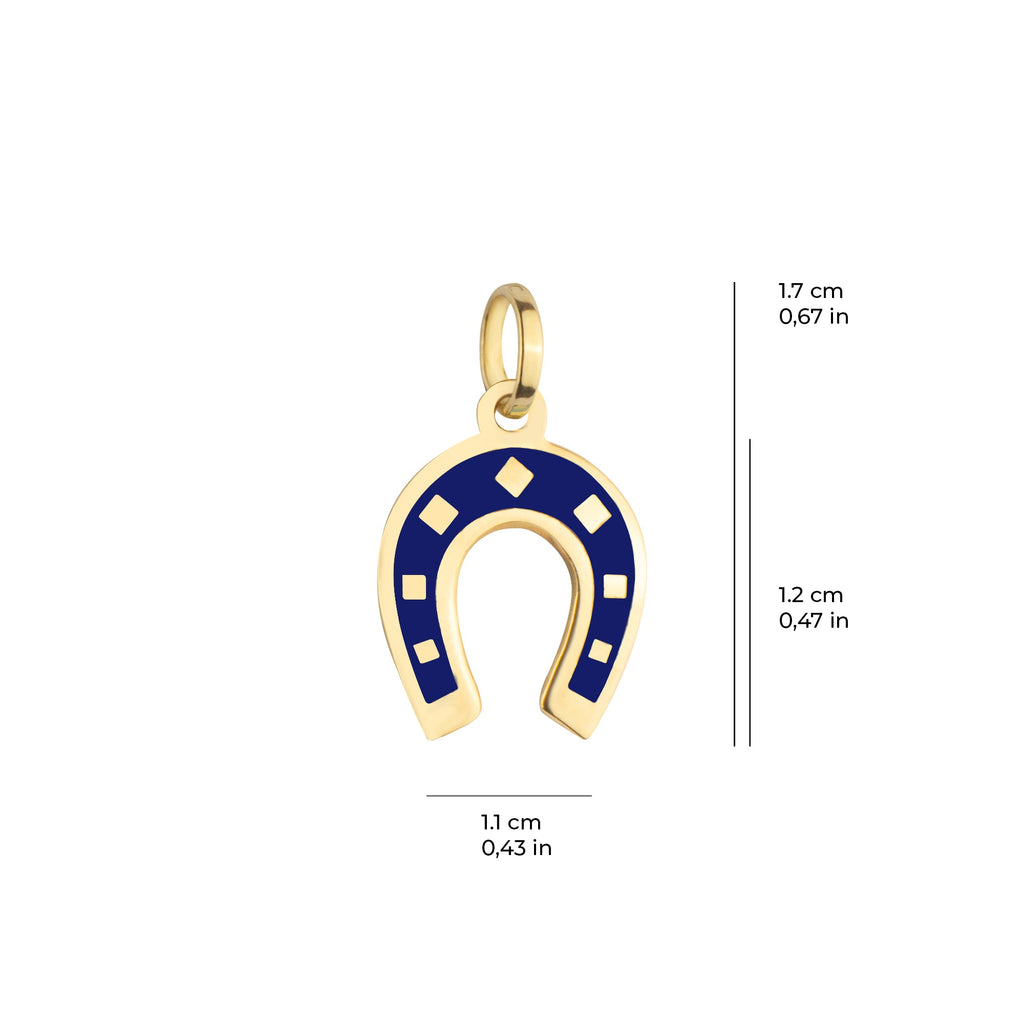 Enamel Horseshoe Charm Solid Gold
