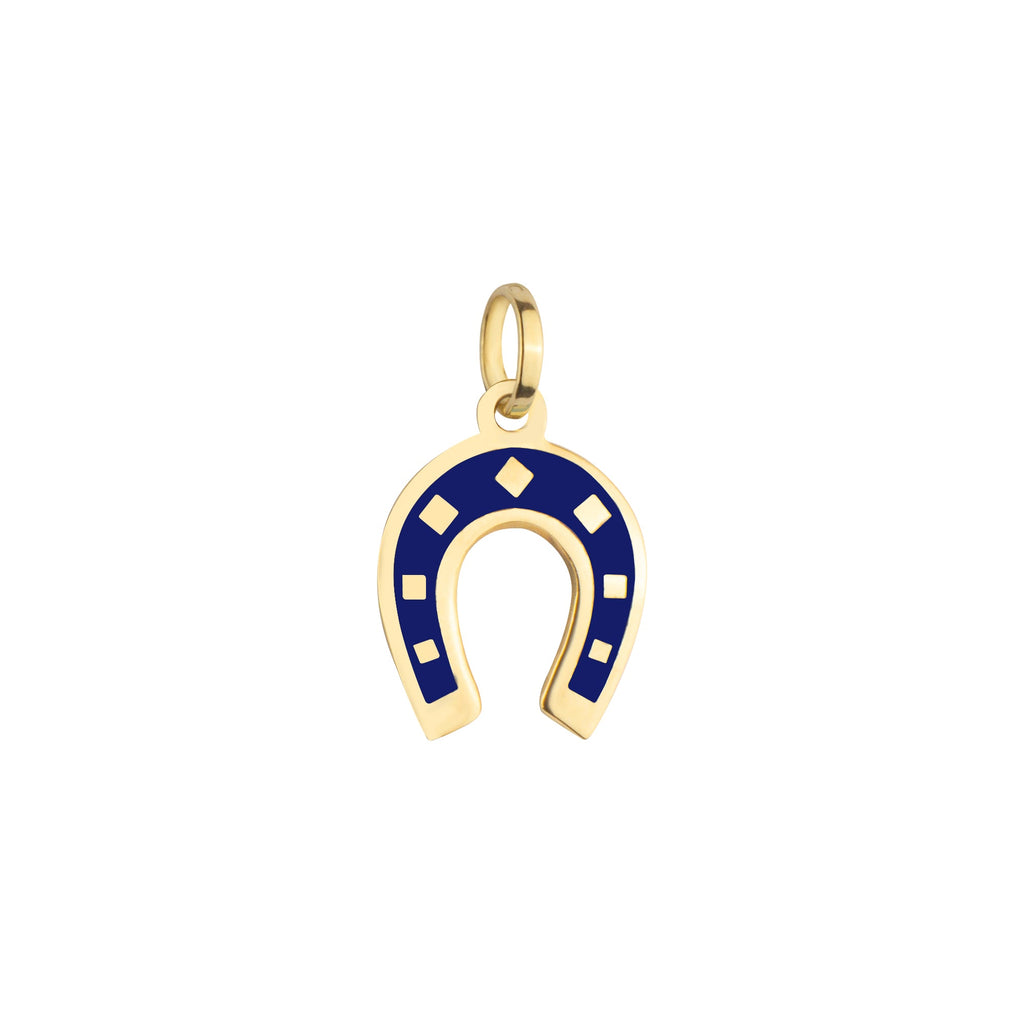Enamel Horseshoe Charm Solid Gold