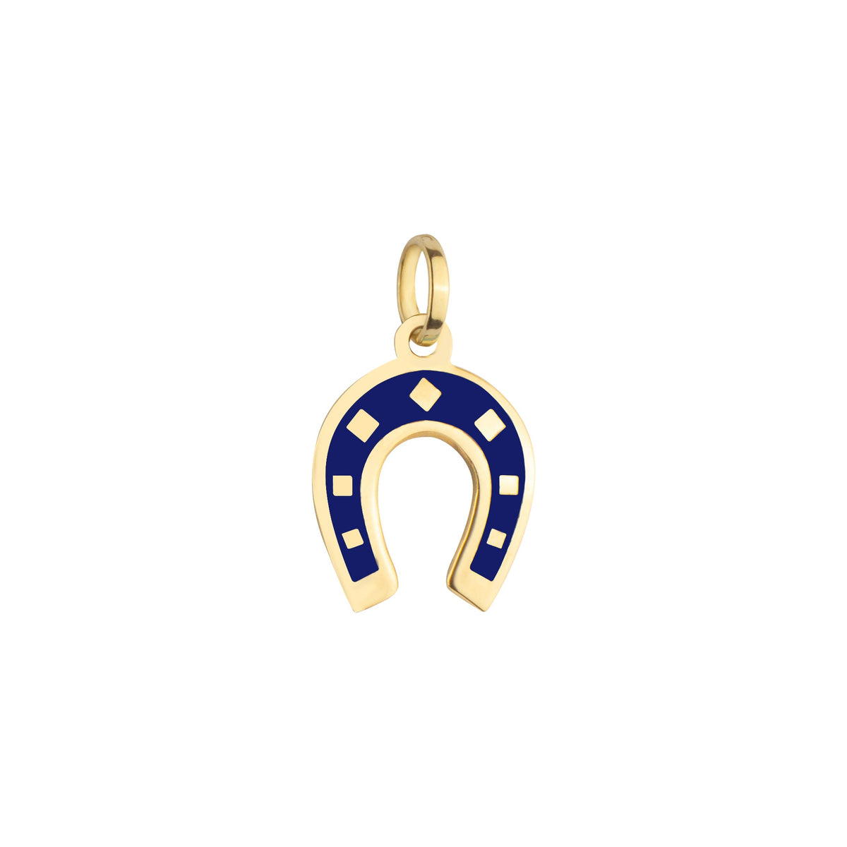 Enamel Horseshoe Charm Solid Gold