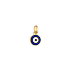 Round Double Sided Enamel Evil Eye Charm Solid Gold