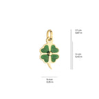 Green Enamel Four Leaf Clover Charm Solid Gold